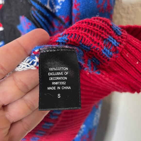 33 Degrees Unisex Blue Christmas Sweater Santa on an Eagle SMALL - Picture 5 of 6